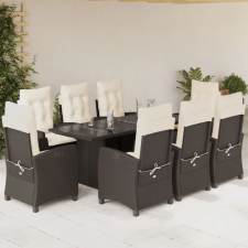 vidaXL 9-részes barna polyrattan kerti étkezőgarnitúra párnákkal kerti bútor