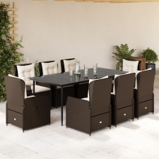 vidaXL 9 részes barna polyrattan kerti étkezőgarnitúra párnákkal kerti bútor