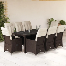 vidaXL 9-részes barna polyrattan kerti étkezőgarnitúra párnákkal kerti bútor