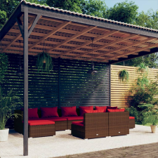vidaXL 9-részes barna polyrattan kerti ülőgarnitúra párnákkal kerti bútor