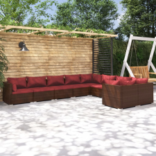 vidaXL 9 részes barna polyrattan kerti ülőgarnitúra párnákkal kerti bútor