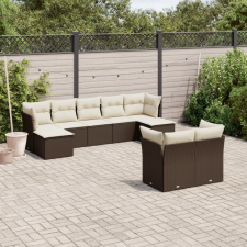 vidaXL 9-részes barna polyrattan kerti ülőgarnitúra párnákkal kerti bútor