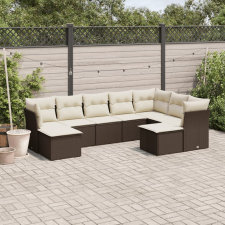 vidaXL 9 részes barna polyrattan kerti ülőgarnitúra párnákkal kerti bútor