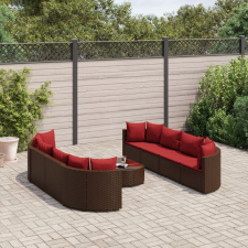 vidaXL 9 részes barna polyrattan kerti ülőgarnitúra párnákkal kerti bútor