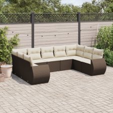 vidaXL 9 részes barna polyrattan kerti ülőgarnitúra párnákkal kerti bútor