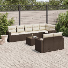 vidaXL 9 részes barna polyrattan kerti ülőgarnitúra párnákkal kerti bútor