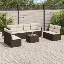vidaXL 9 részes barna polyrattan kerti ülőgarnitúra párnákkal kerti bútor