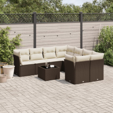 vidaXL 9-részes barna polyrattan kerti ülőgarnitúra párnákkal kerti bútor