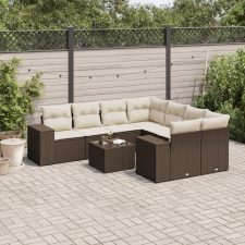 vidaXL 9 részes barna polyrattan kerti ülőgarnitúra párnákkal kerti bútor