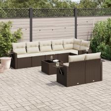 vidaXL 9 részes barna polyrattan kerti ülőgarnitúra párnákkal kerti bútor