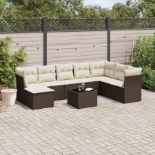 vidaXL 9 részes barna polyrattan kerti ülőgarnitúra párnákkal kerti bútor