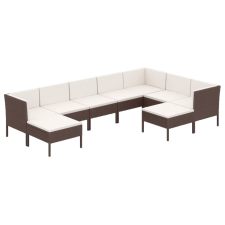 vidaXL 9 részes barna polyrattan kerti ülőgarnitúra párnákkal (3094431) kerti bútor