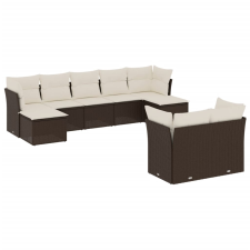 vidaXL 9-részes barna polyrattan kerti ülőgarnitúra párnákkal (3218313) kerti bútor