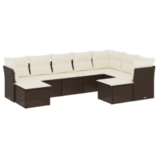 vidaXL 9-részes barna polyrattan kerti ülőgarnitúra párnákkal (3218573) kerti bútor