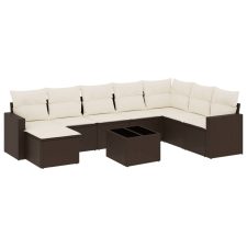 vidaXL 9 részes barna polyrattan kerti ülőgarnitúra párnákkal (3219363) kerti bútor