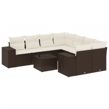 vidaXL 9 részes barna polyrattan kerti ülőgarnitúra párnákkal (3222362) kerti bútor