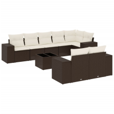 vidaXL 9 részes barna polyrattan kerti ülőgarnitúra párnákkal (3222832) kerti bútor