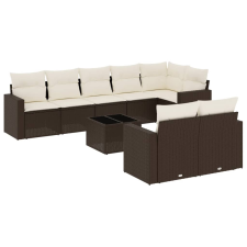 vidaXL 9 részes barna polyrattan kerti ülőgarnitúra párnákkal (3251570) kerti bútor