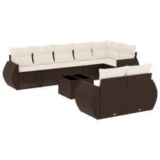vidaXL 9 részes barna polyrattan kerti ülőgarnitúra párnákkal (3253970) kerti bútor