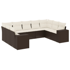 vidaXL 9 részes barna polyrattan kerti ülőgarnitúra párnákkal (3255340) kerti bútor