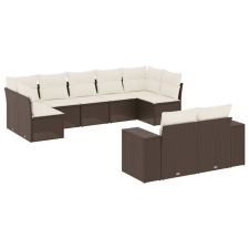 vidaXL 9 részes barna polyrattan kerti ülőgarnitúra párnákkal (3255360) kerti bútor