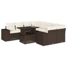 vidaXL 9 részes barna polyrattan kerti ülőgarnitúra párnákkal (3269063) kerti bútor