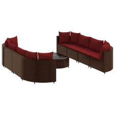 vidaXL 9 részes barna polyrattan kerti ülőgarnitúra párnákkal (3308429) kerti bútor