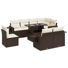 vidaXL 9 részes barna polyrattan kerti ülőgarnitúra párnákkal (3326504) kerti bútor