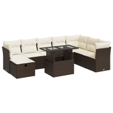 vidaXL 9 részes barna polyrattan kerti ülőgarnitúra párnákkal (3327803) kerti bútor