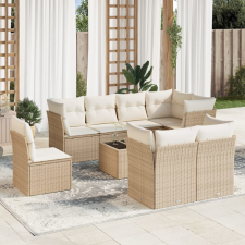 vidaXL 9-részes bézs polyrattan kerti ülőgarnitúra párnákkal kerti bútor