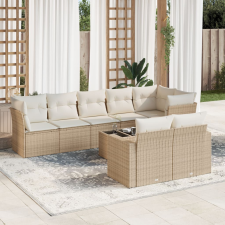 vidaXL 9-részes bézs polyrattan kerti ülőgarnitúra párnákkal kerti bútor