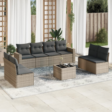 vidaXL 9-részes bézs polyrattan kerti ülőgarnitúra párnákkal kerti bútor