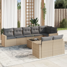 vidaXL 9-részes bézs polyrattan kerti ülőgarnitúra párnákkal kerti bútor