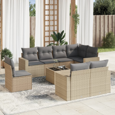 vidaXL 9-részes bézs polyrattan kerti ülőgarnitúra párnákkal kerti bútor