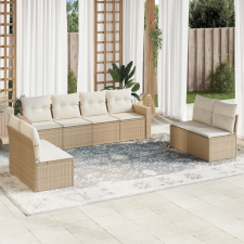 vidaXL 9-részes bézs polyrattan kerti ülőgarnitúra párnákkal kerti bútor