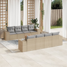 vidaXL 9-részes bézs polyrattan kerti ülőgarnitúra párnákkal kerti bútor