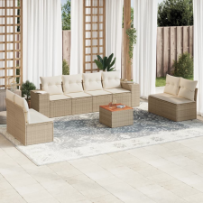 vidaXL 9-részes bézs polyrattan kerti ülőgarnitúra párnákkal kerti bútor