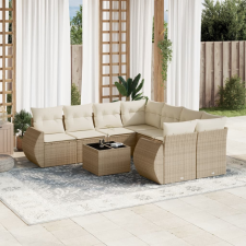 vidaXL 9-részes bézs polyrattan kerti ülőgarnitúra párnákkal kerti bútor