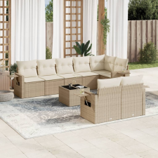 vidaXL 9-részes bézs polyrattan kerti ülőgarnitúra párnákkal kerti bútor