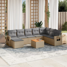 vidaXL 9-részes bézs polyrattan kerti ülőgarnitúra párnákkal kerti bútor