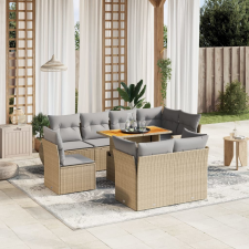 vidaXL 9 részes bézs polyrattan kerti ülőgarnitúra párnákkal kerti bútor