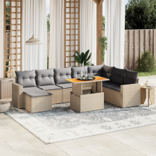 vidaXL 9 részes bézs polyrattan kerti ülőgarnitúra párnákkal kerti bútor