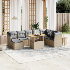 vidaXL 9 részes bézs polyrattan kerti ülőgarnitúra párnákkal kerti bútor
