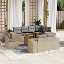 vidaXL 9 részes bézs polyrattan kerti ülőgarnitúra párnákkal kerti bútor