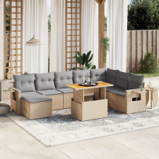 vidaXL 9 részes bézs polyrattan kerti ülőgarnitúra párnákkal kerti bútor