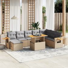 vidaXL 9 részes bézs polyrattan kerti ülőgarnitúra párnákkal kerti bútor