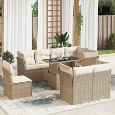 vidaXL 9 részes bézs polyrattan kerti ülőgarnitúra párnákkal kerti bútor