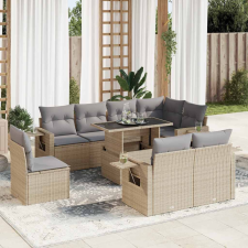 vidaXL 9 részes bézs polyrattan kerti ülőgarnitúra párnákkal kerti bútor