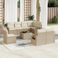 vidaXL 9-részes bézs polyrattan kerti ülőgarnitúra párnákkal kerti bútor