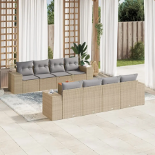 vidaXL 9-részes bézs polyrattan kerti ülőgarnitúra párnákkal kerti bútor